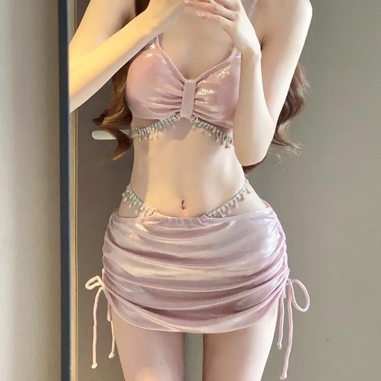 2025 Nuovo costume da bagno bikini da donna sexy tre pezzi set acqua diamante puro desiderio vacanza di lusso ammollo vacanze primaverili calde