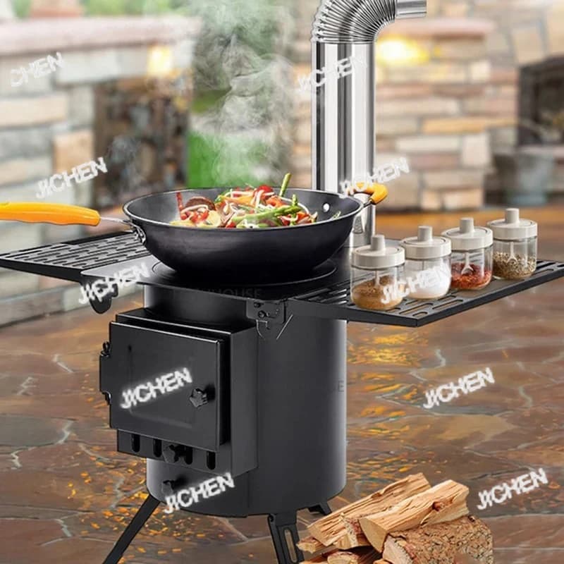 ZQ Chimeneas in ghisa nordica per stufa a legna riscaldatore esterno Riscaldatore per pannelli pieghevoli per uso domestico multifunzionale per interni invernali Firepl
