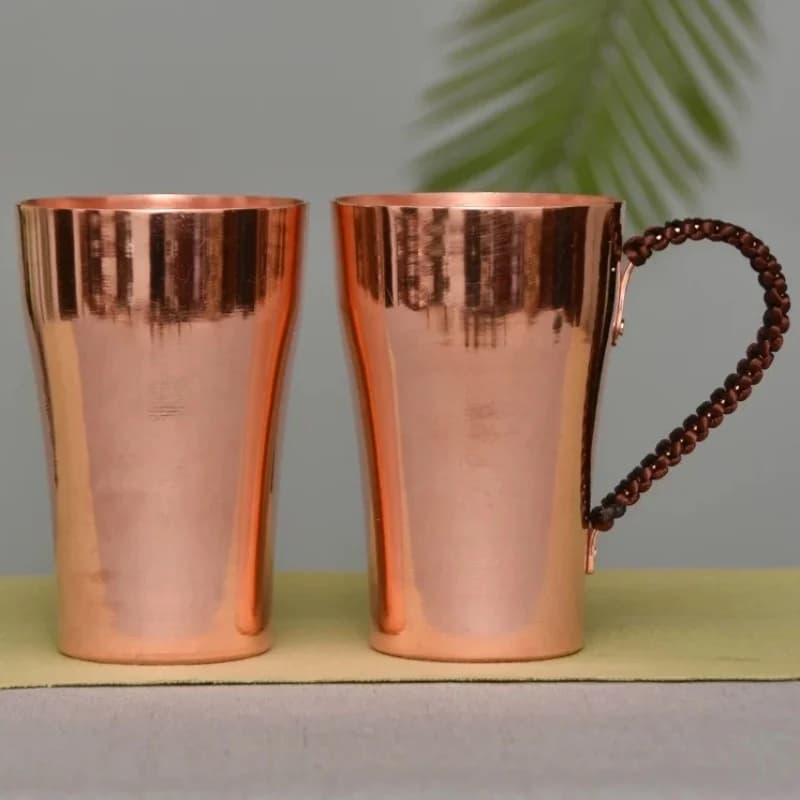 Boccale di latte di birra in rame puro realizzato a mano Manico in tessuto Acqua addensata Mosca Mulo 400 ml Tazza Dessert Cafe Bicchieri Coppia Regali