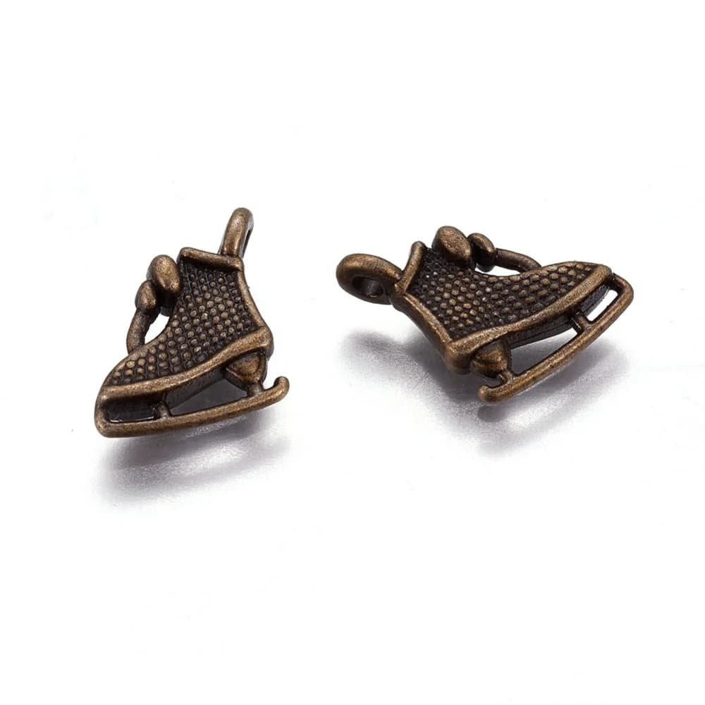 Hobby Pendants Tibetan Style Alloy Sport Pendants Ice Skate Charm Antique Bronze Cadmium Free & Lead Free 15x10x4mm Hole: 1.5mm