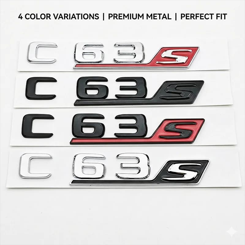 Emblema 3D C63S per bagagliaio posteriore, adesivo decorativo per Benz W205 Classe C C63 S AMG, accessori per lo styling dell'auto, nero lucido cromato