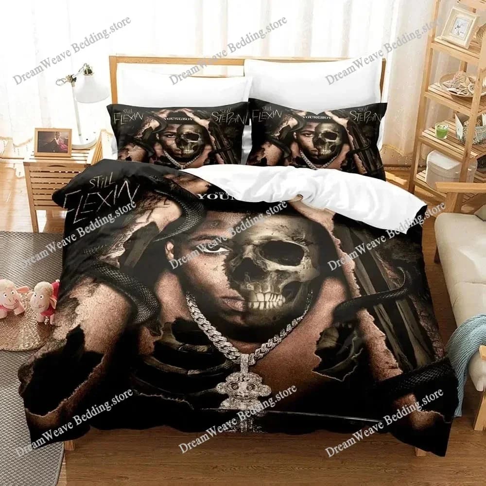 Set di biancheria da letto Rap YoungBoy Never Broke Again, set copripiumino singolo, matrimoniale, queen size, king size per adulti, per la camera da letto dei ragazzi, stampa 3D963