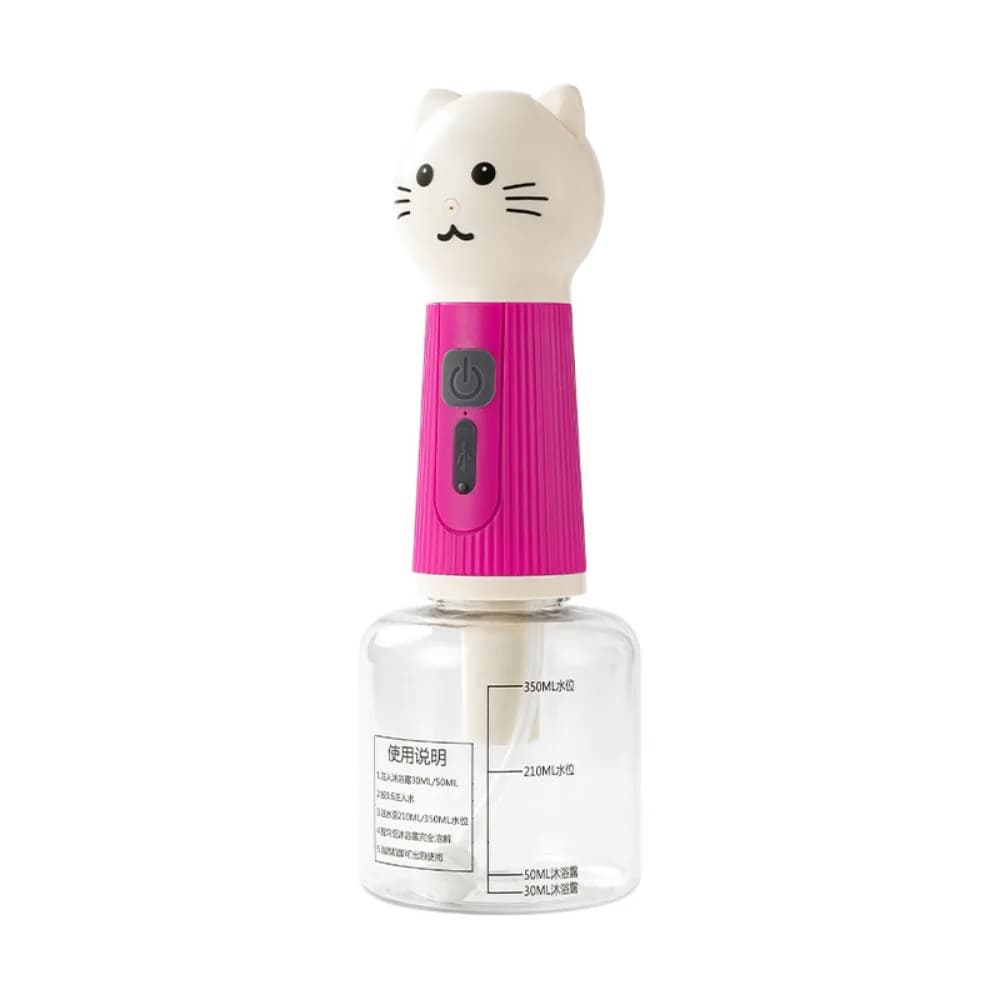Macchina per schiumare animali domestici con ricarica USB Forma di gatto Shampoo elettrico intelligente per cani Schiuma per schiuma Dispenser automatico di sapone per gatti per pulizia