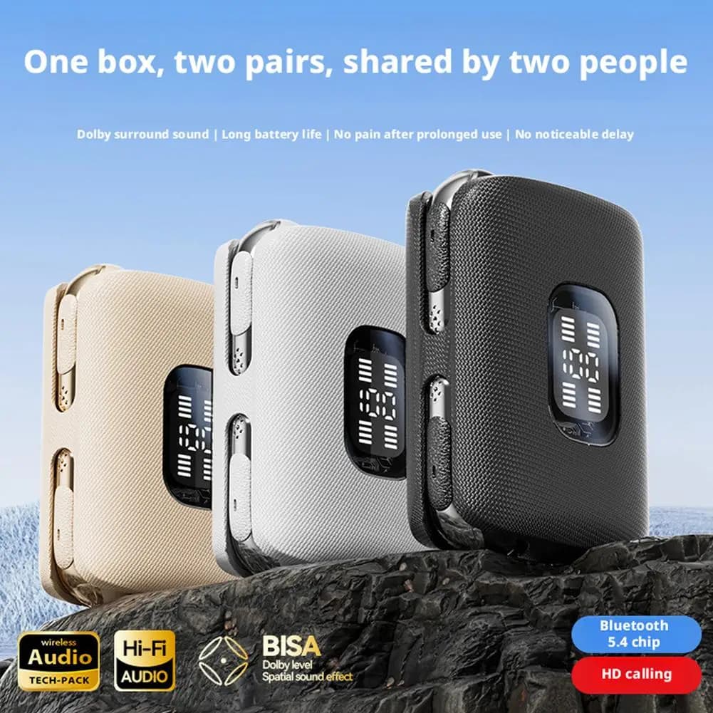 2 pairs of headphones for couples, Bluetooth wireless earphones, double gift, digital earphones, noise cancelling headphones, W9I2 display