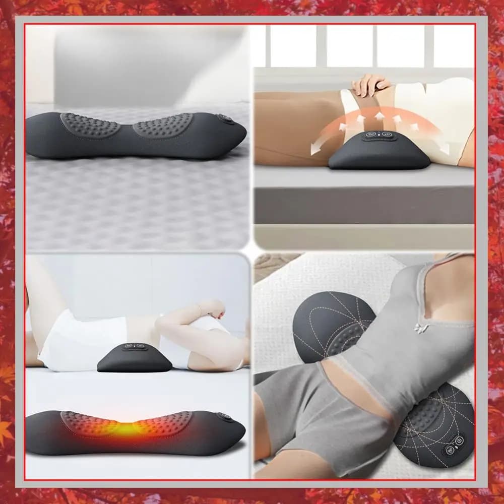 Cuscino Elettrico 3 in 1 per Supporto Lombare con Altezza Regolabile, Massaggiatore Schiena con Calore, Cuscino in Memory Foam per la Parte Bassa della Schiena