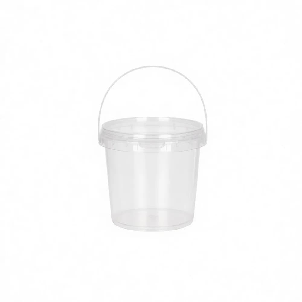 Heavy Duty Round Plastic Pail Food Storage Bucket Airtight Lid Carry Handle Clear Container Pantry Catering Organization Bin
