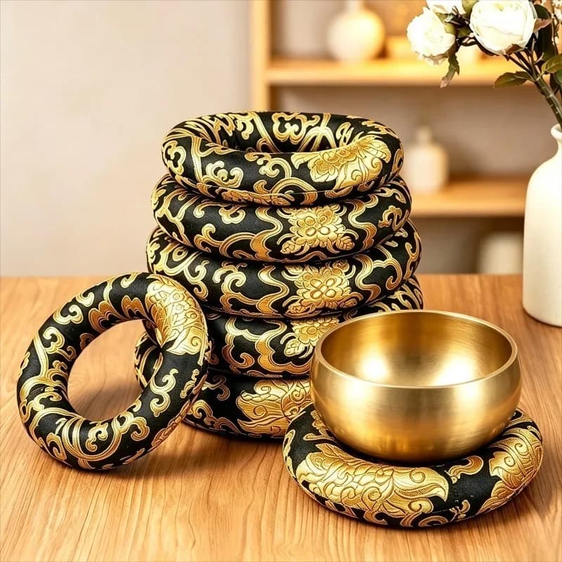 Set 7PCS Singing Bowl Cushion Sound Bowls Pad Meditation Yoga Tibetan Bowls Mat Sound Healing Buddhist Instruments Base Pad