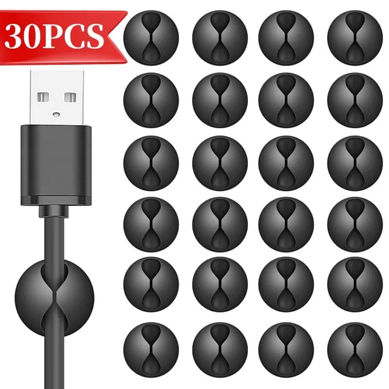 20/10PCS Filo autoadesivo Fissatore Organizzatori di cavi Supporto per cavi Linee dati in silicone Gestione desktop Clip compatibili Adesivi