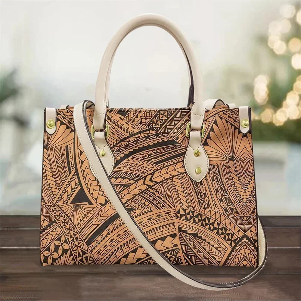 Borsa Tote con Stampa Tatuaggi Polinesiani di Samoa per Donne, Borse e Borsette di Lusso in Pelle con Manico Superiore per Lavoro, Borsa a Spalla alla Moda