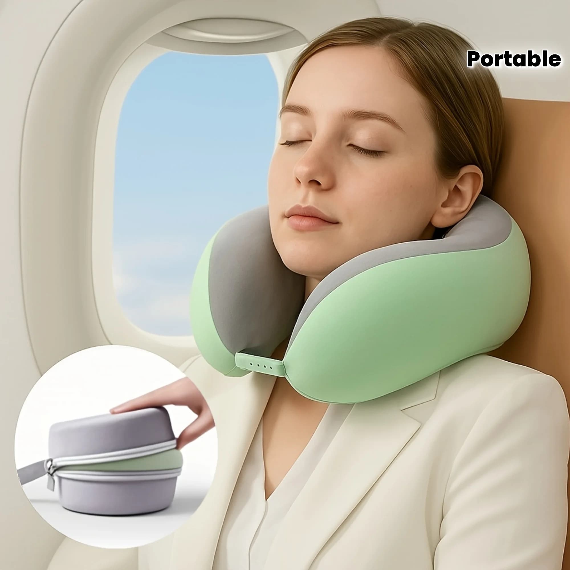 Cuscino ergonomico per il collo in memory foam a forma di U per viaggi, poggiatesta di supporto per l'ufficio dell'auto dell'aereo