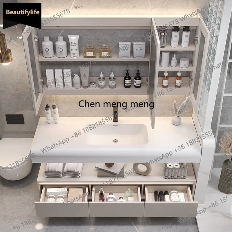 Mobile bagno CC con sensore, lavabo integrato e specchio, combinazione lavabo ad arco