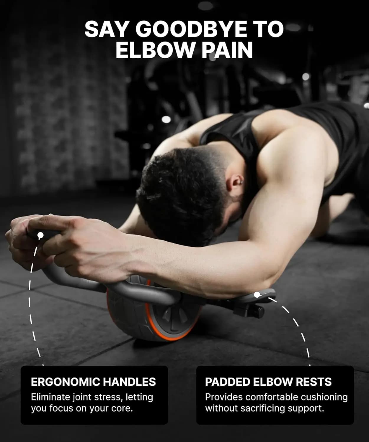 Ab Roller Wheel with elbow support and 2 kneepads - Abdominal Exercise Trainer for Central Force Training