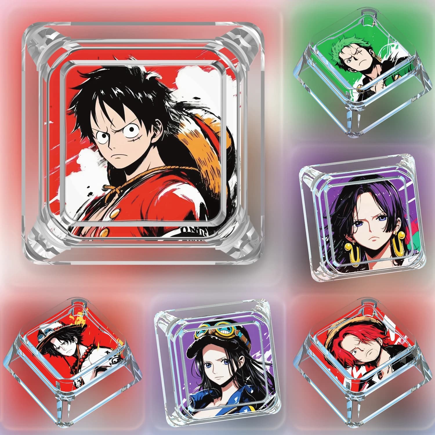 10 Models of a Roronoa Zoro Mechanic Keycap Rufy Transparent Light Transmission Covers Mechanical Gift Toys