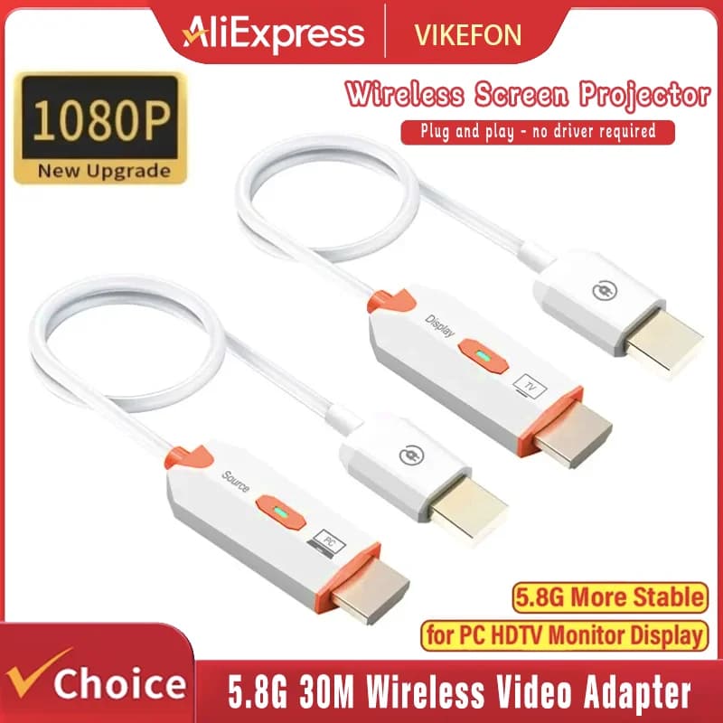 Wireless 30M Video Receiver, Extender HDMI-Compatible, Display Adapter, Mirroring Cable Camera Screen