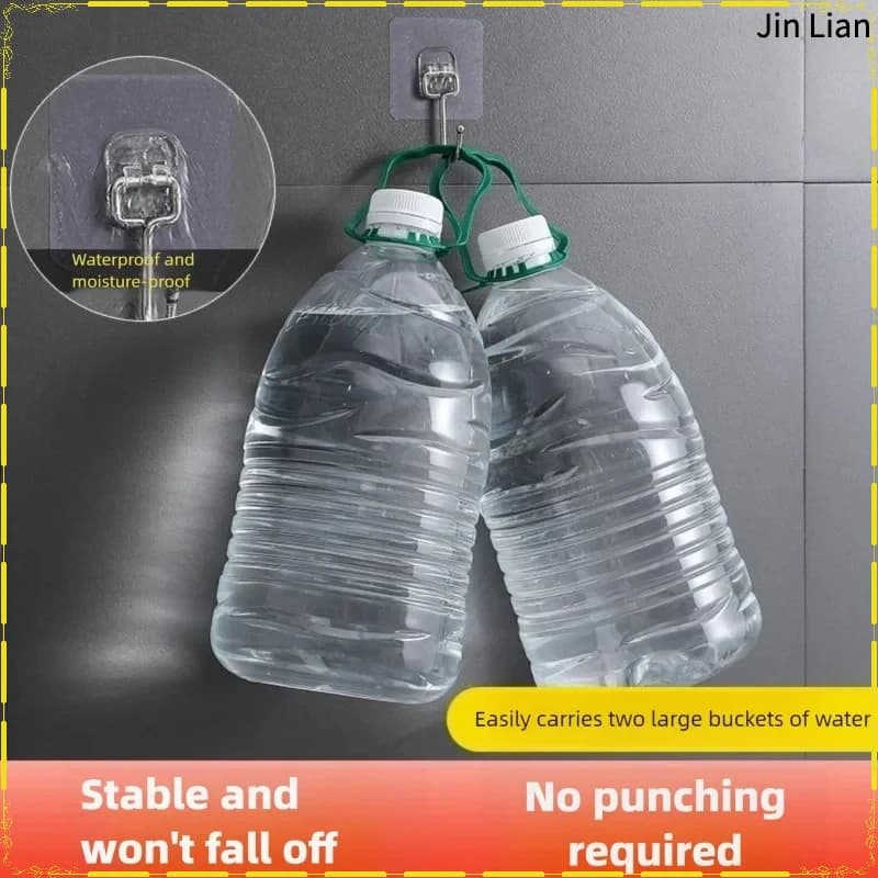 Oversized Self-Adhesive Hook, PVC Stainless Steel Transparent Multi-Purpose Wall Holder Door Rack for Home Kitchen Storage