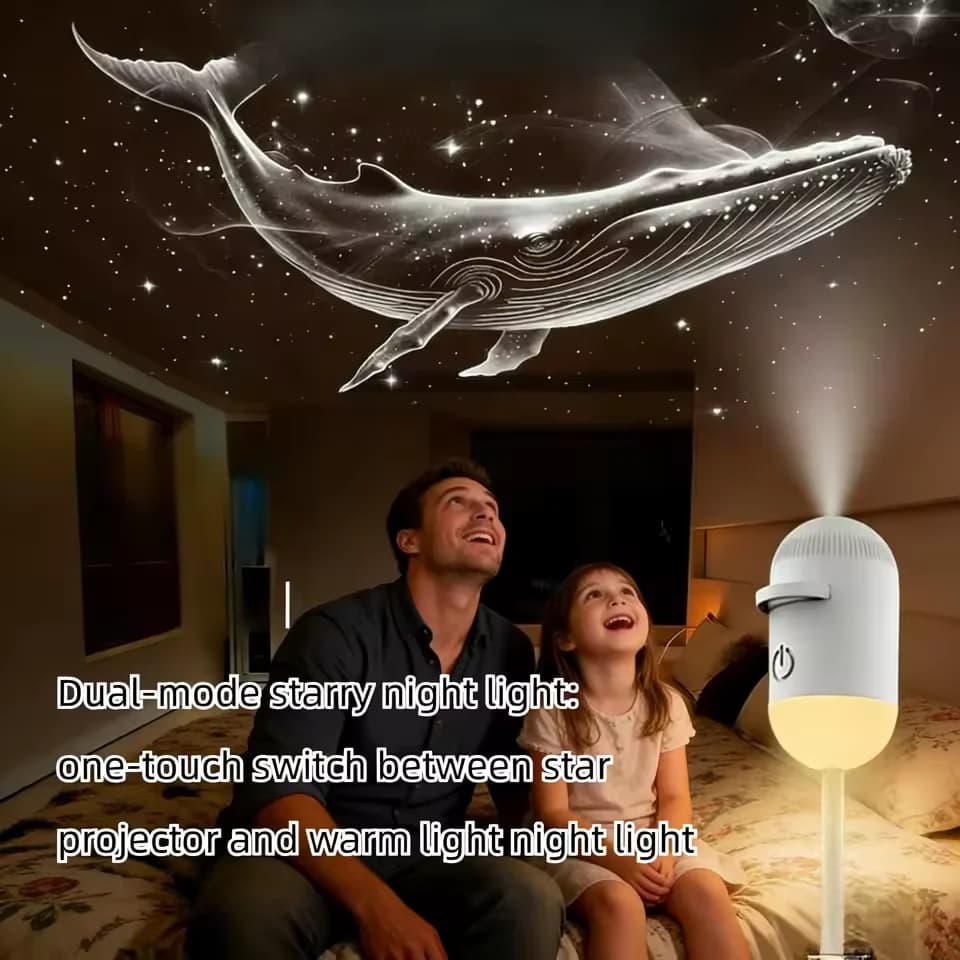 Mini Proiettore Galassia Luce Notturna 360° ° Lampada Ambientale Stellata Regolabile con 12 Pellicole, Luce Atmosferica USB per Auto e Decorazione Camera da Letto
