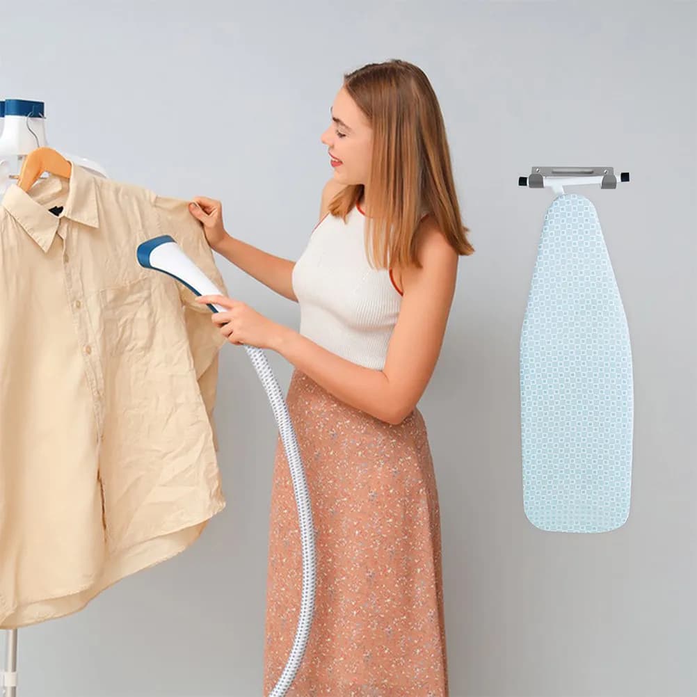 2Pcs Ironing Board Wall Shelf Holder Hook Rack Iron Organizer for Laundry Room Space Saving Multifunctional Sleek Design