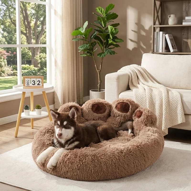 Fluffy Dog Bed Winter Warm Plush Pet Sofa Kennel Mat Cozy Sleeping Basket for Small Medium Large Dogs Cats Puppy