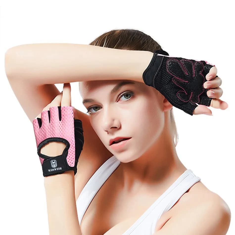WOSWEIR- Professional Gym Guides Fitness Accessories Weightlift for Women Men Training Crossfit Hand Protection with Half Fin