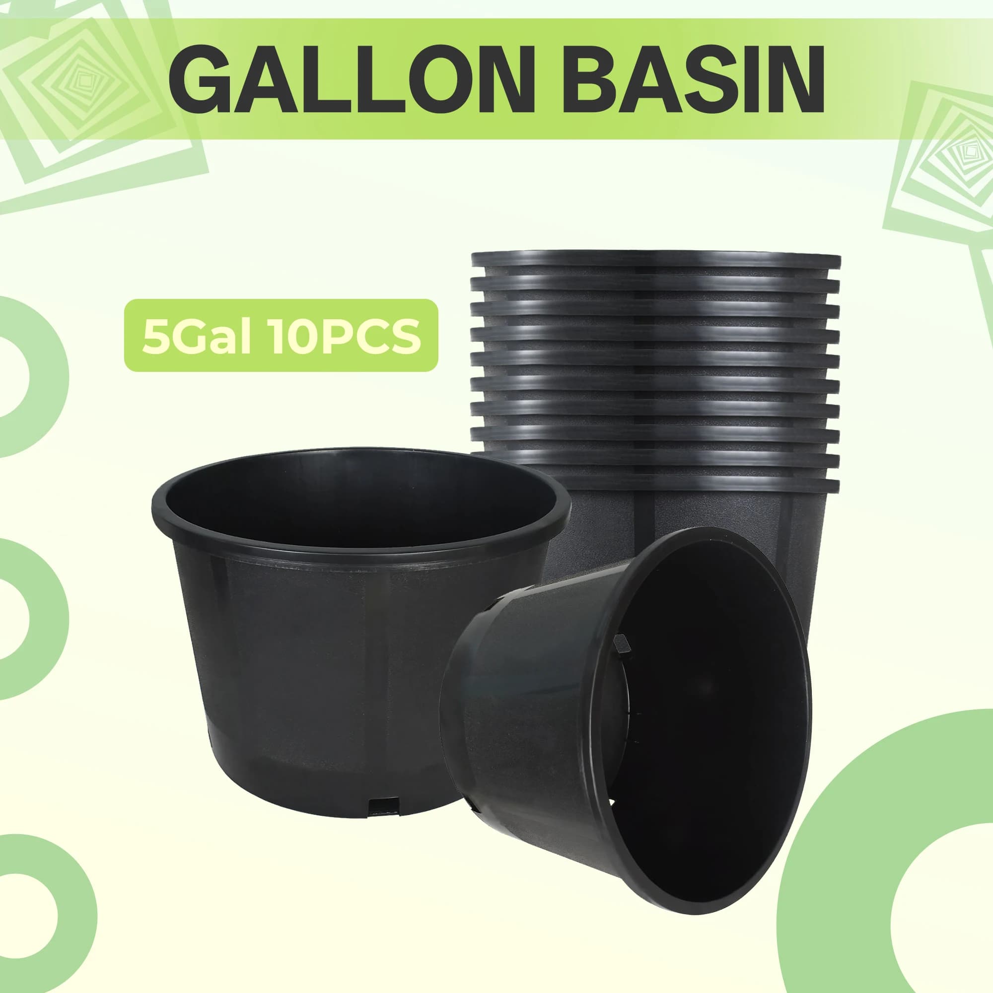 Plastic Flower Pot with Drainage Holes Can Be Used for Planting, Cuttings, Seedlings, Succulent Cultivation, Seed Germination, Suitable for Patio Lawn Garden Indoor and Outdoor Reusable 5-Gallon 10PCS Black Round Short
