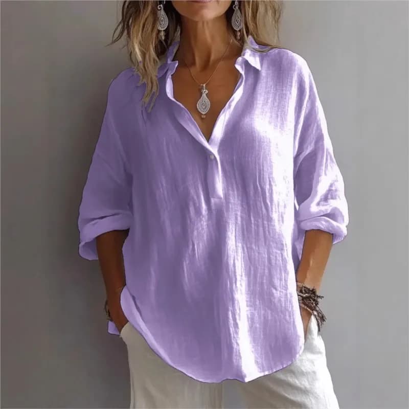 2025 Nuova Primavera Estate Camicie oversize Camicetta Pullover da donna Risvolto con scollo a V Casual Moda quotidiana Top Office Lady Abiti femminili