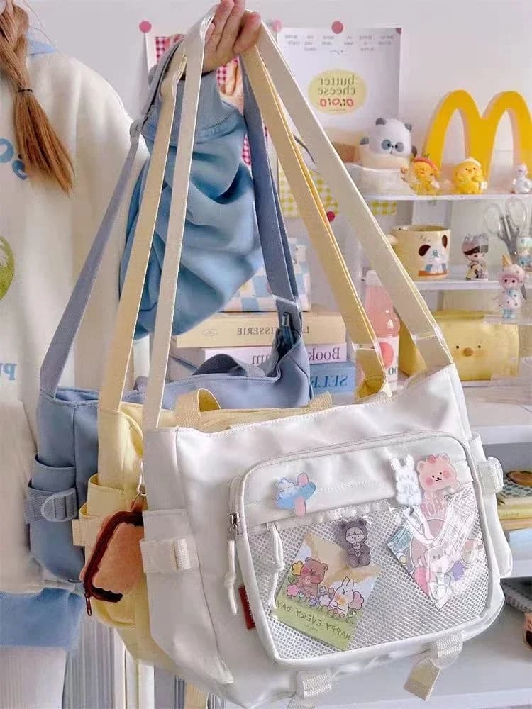 Borse e portamonete Ita con tasca trasparente Borse e portamonete per ragazze della scuola giapponese Kawaii Itabag Nuove borse a tracolla in nylon piccole Y2K da donna