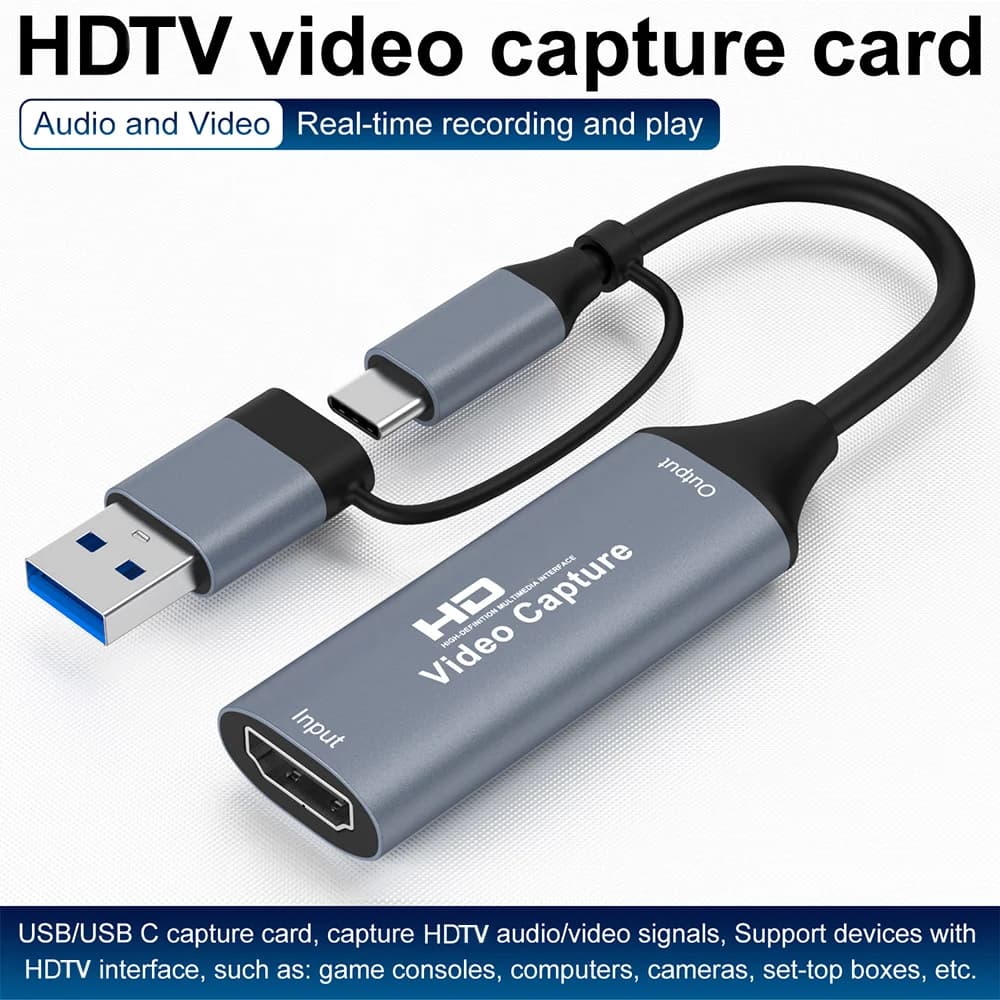 Scheda di acquisizione 1080P 4K HDMI compatibile con USB-A/USB-C USB2.0 Acquisizione di registrazione audio video per lettore QT OBS Studio PotPlayer