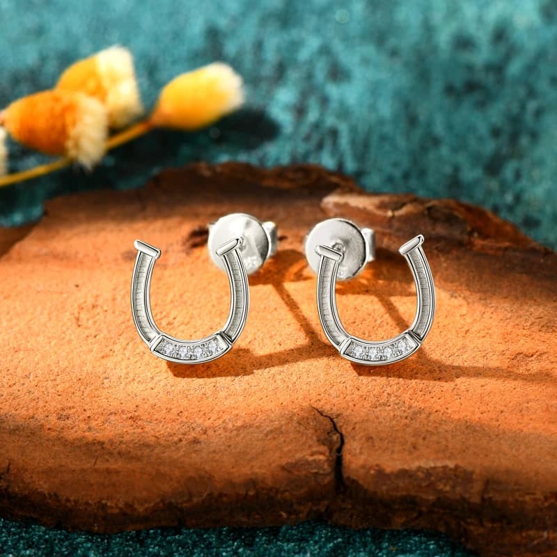 1mm (0,005ct * 8 pezzi) orecchini rotondi a ferro di cavallo Moissanite per le donne argento reale 925 fidanzamento gioielli da sposa regali fortunati 2024