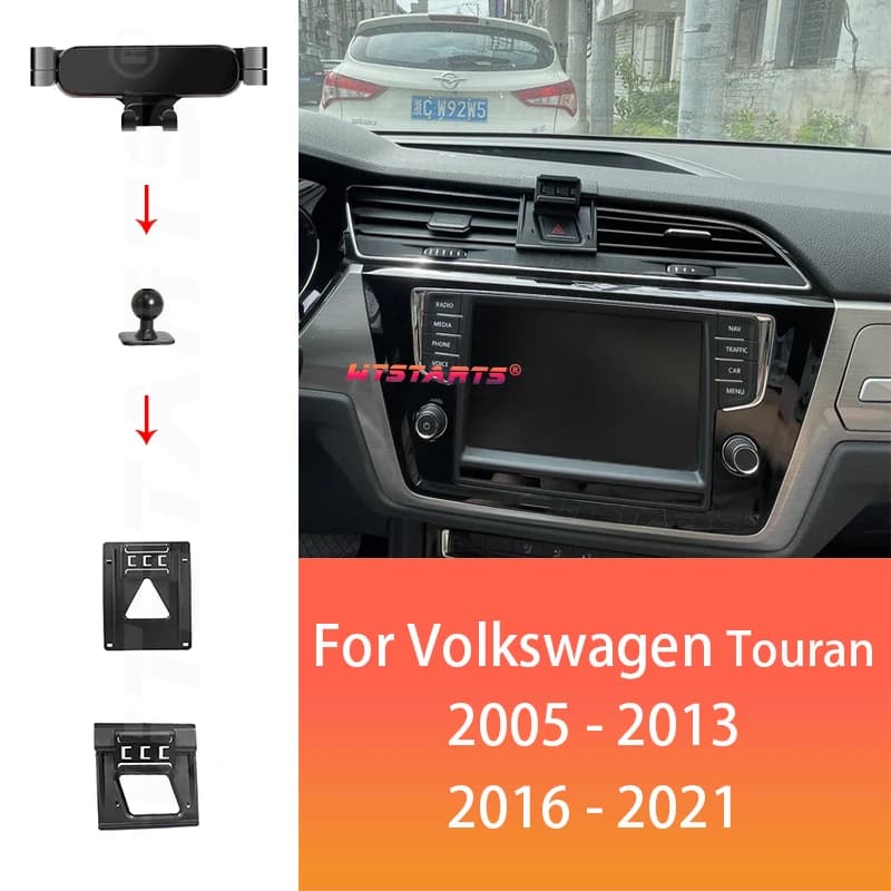 Supporto per telefono per auto per Volkswagen Touran 9R1 9R3 0R1 2005-2021 Supporto per telefono girevole regolabile Base Accessori interni per auto