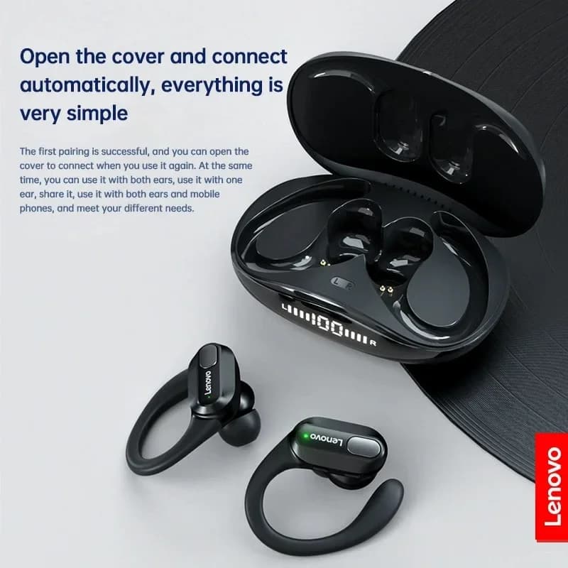 Lenovo XT80 Wireless Headphones Bluetooth 5.3 True With Microphone Button Control Noise Reduction Ear Hooks Waterproof Headphones