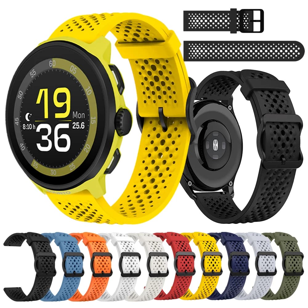 22mm Silicone Watch Strap For SUUNTO RUN Wristband For SUUNTO 9 PEAK DLC/5 PEAK/RACE S 2/OCEAN/VERTICAL 2 Sport Breathable Bands