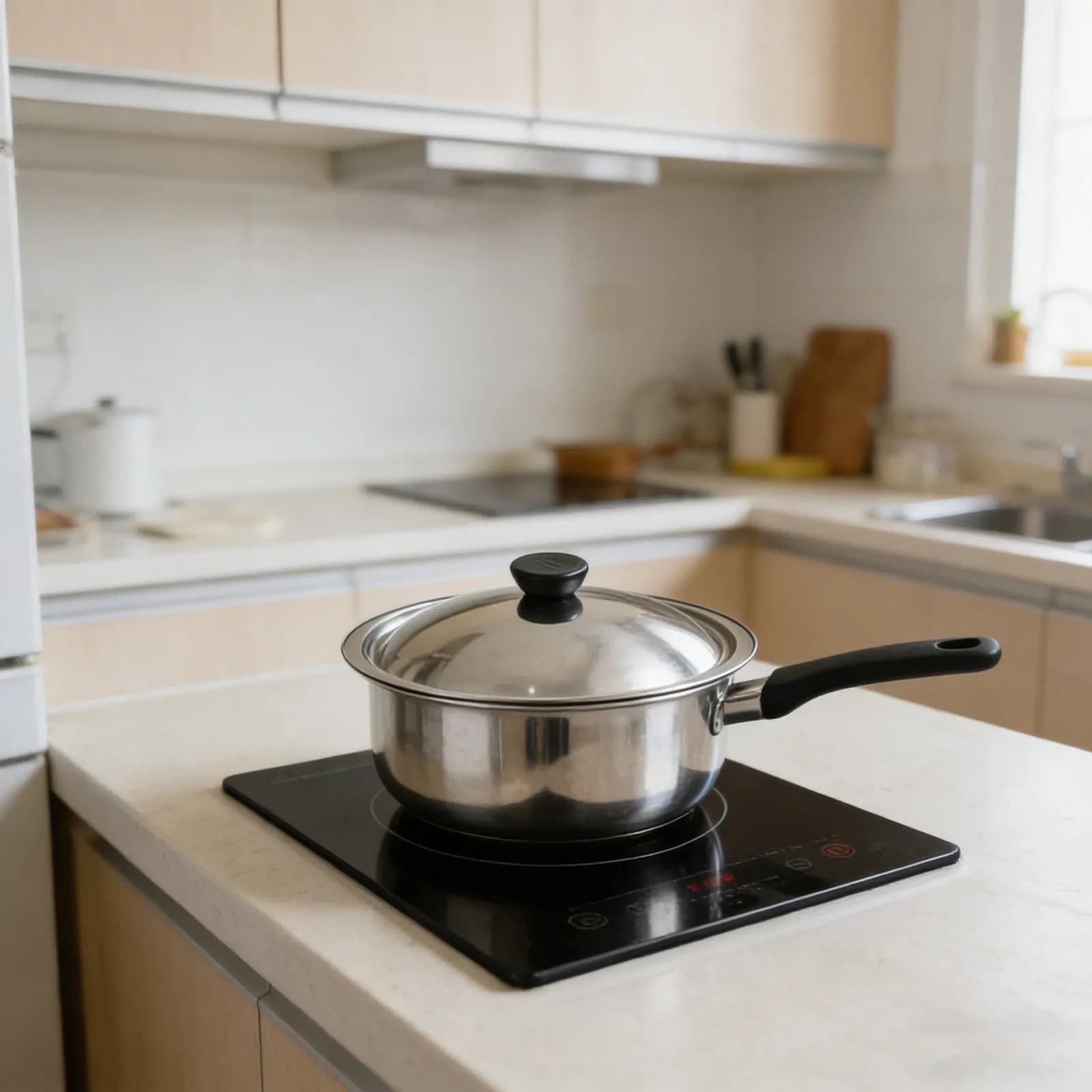 Universal Stainless Steel Cover for Pots, Kitchen Cover 22Cm Spare Parts with Bakelite Maple, Tile Accessories