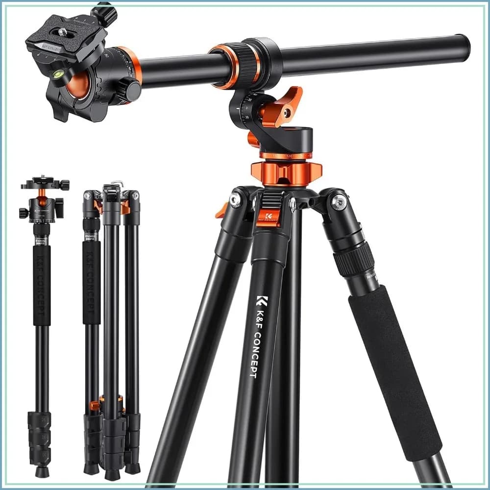 90"/230cm Ultra High Camera Tripod, Horizontal Overhead Shooting, Metal Ball Head, 10KG Load, Detachable Monopod, Flexible Travel Tripod