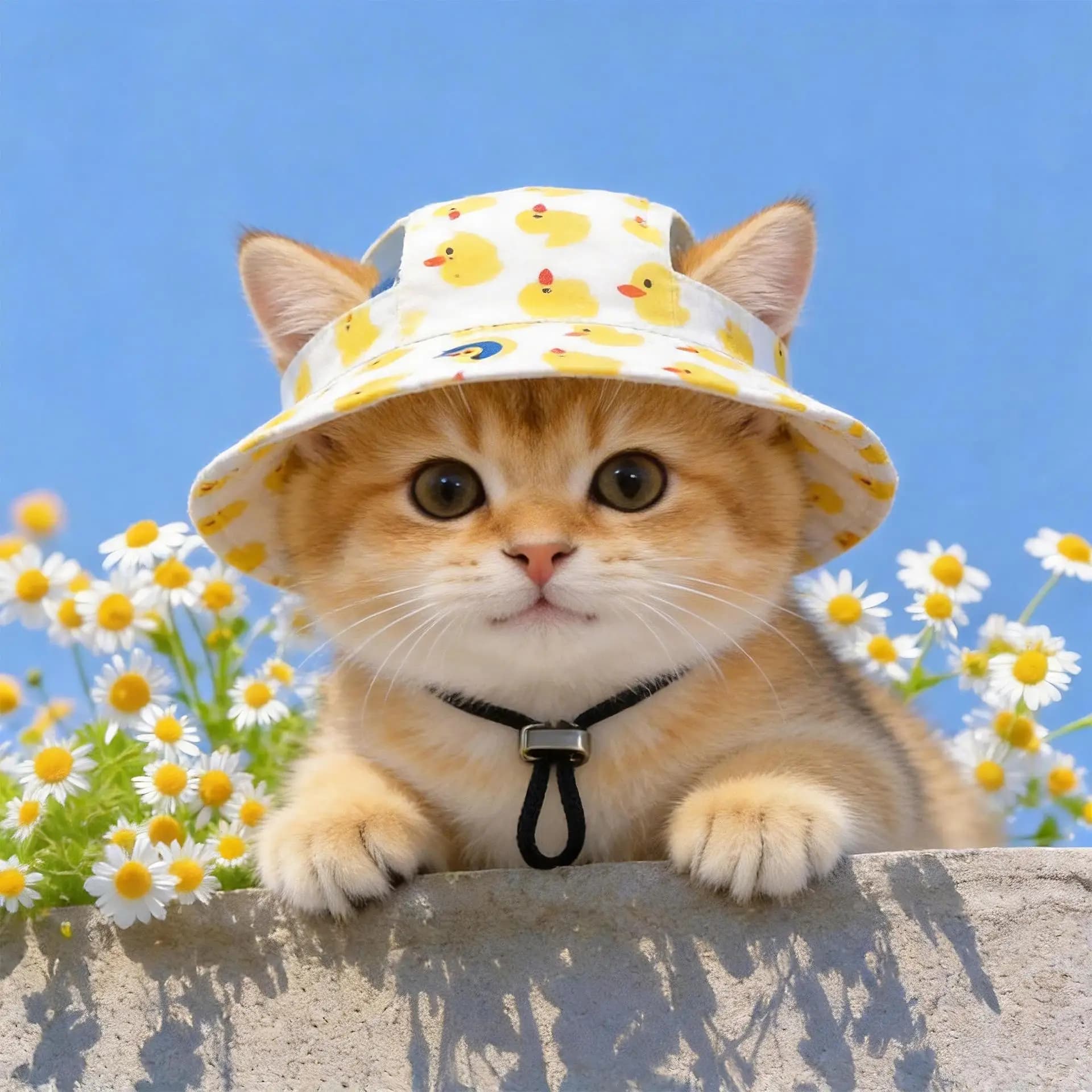 Summer Cat Dog Sunscreen Hat with Printed Pet Fisherman Hat Suitable for Cats Small Medium-sized Dogs Outdoor Supplies