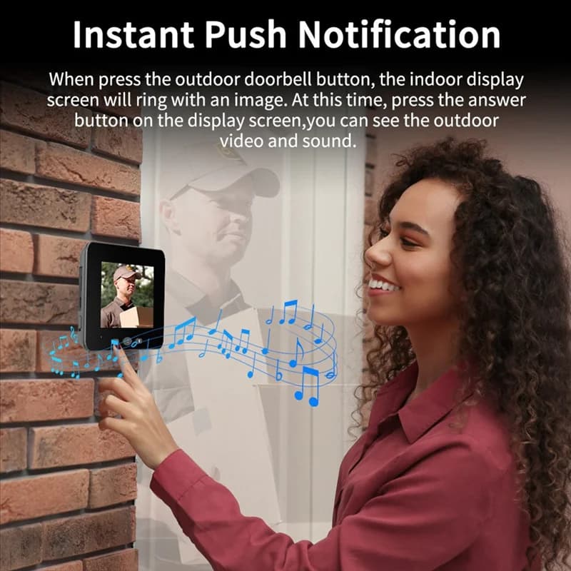 AB66-Video Spioncino Citofono senza fili Campanello Sicurezza domestica intelligente Visione notturna IR Telecamera per porta impermeabile Nessun bisogno di rete