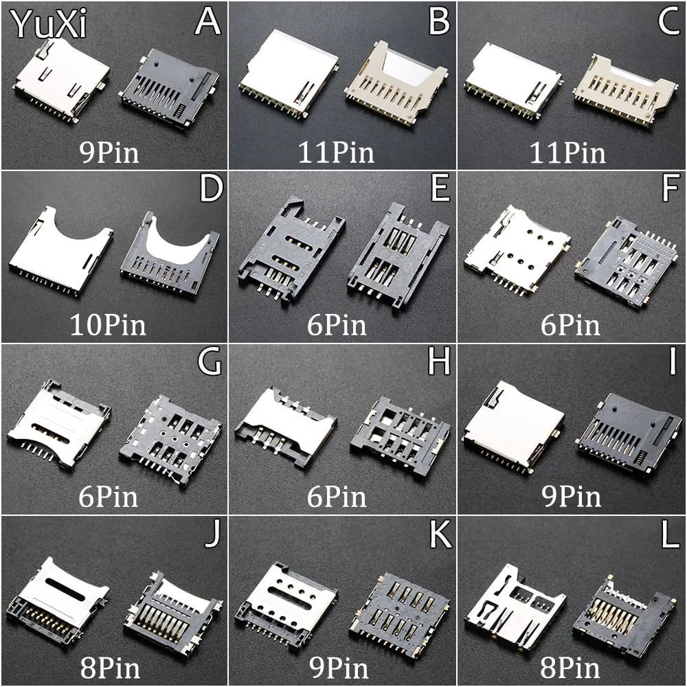 100PCS SD/TF/SIM/MICRO Card Holder Card Slot Card Holder Mobile Phone Memory Card Holder With Self-Elastic Long And Short Body