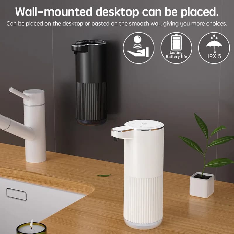 Dispenser automatico di sapone HQ, accessori per il bagno, dispenser automatico di sapone liquido 360ML TYPE-C Bianco, dispenser di sapone schiumogeno a 4 livelli
