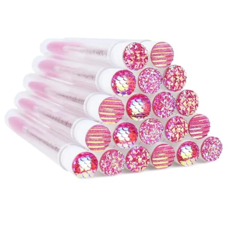 20 Sets Mascara Wand Tube Diamond Eyelash Spoolies Rose Mascara Brushes Lash Brush Makeup Tool Applicator Eyelash Brush Tubes M