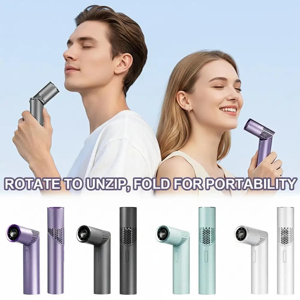Portable foldable handheld fan, USB rechargeable mini fan, with LED display, 199-speed settings, 3000mAh battery