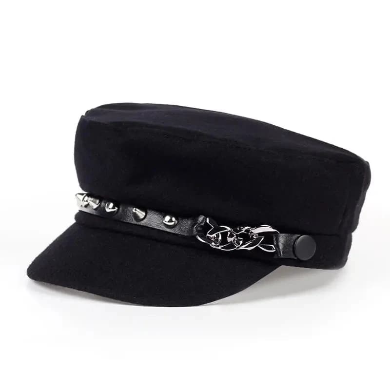 1 piece unisex rivet chains Dark blue cap Outdoor sunscreen Leisure hat Spring Autumn Travel Tourism Seaside Vacation
