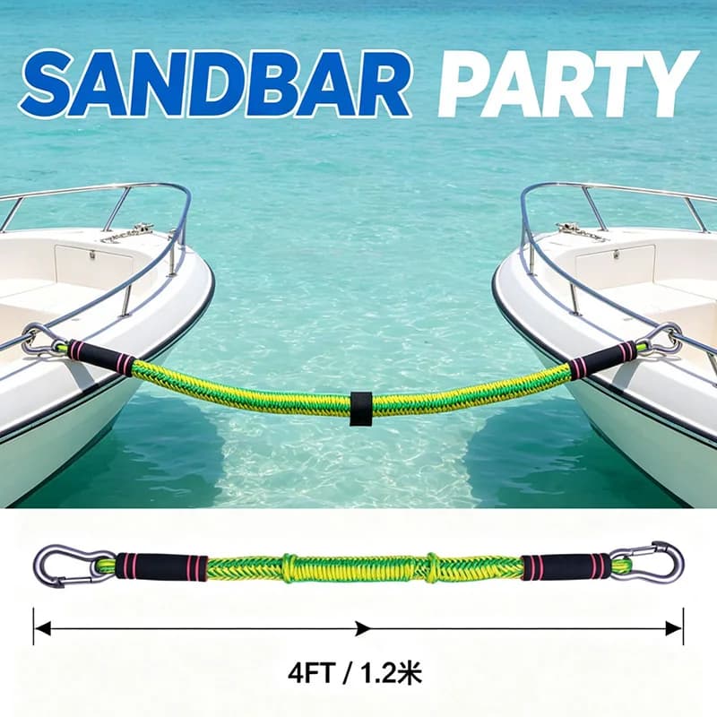 4FT Dock Line With New Hook Marine Bungee Rope For Boats And Inflatable Dinghies Elastic Boat Rope