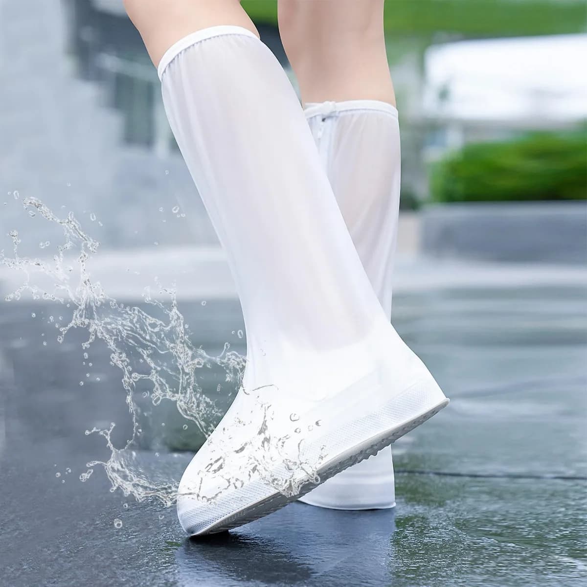 Copriscarpe antipioggia impermeabile Copristivali antipioggia riutilizzabili antiscivolo con cerniera Copertura protettiva per neve di fango per escursioni sportive all'aria aperta