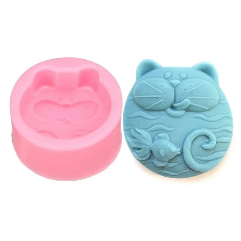 1PC Non-Stick Silicone Mold 3D Soap DIY New Cat Fish Craft Art Handmade Candle