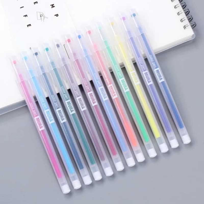 12-24PCS/Box Color Gel Pen Refill Set Kawaii 0.5mm Candy Colors Ballpoint Pens Student Office Writing Pens School Stationery