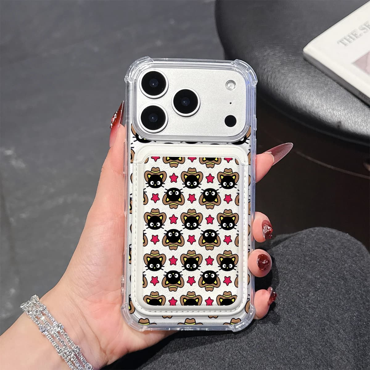 Cowboy Cat Repeat Phone Case For iPhone 17 16 15 14 13 Pro Max Plus Wallet Pocket Transparent Soft TPU for Magnetic Phone Case