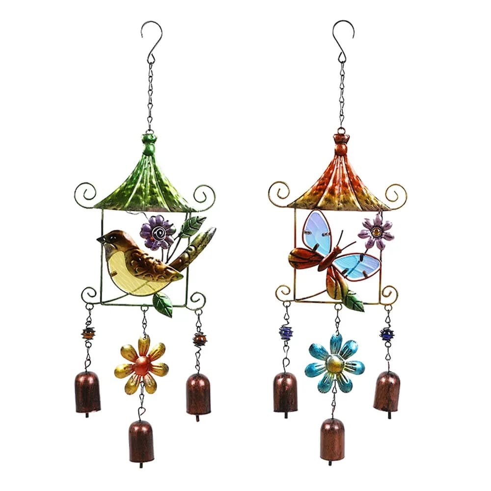 Iron Wind Chimes Birds Butterflies Metal Glass Painting Spray Painting Handicrafts Creative Garden Decorations Home Goods