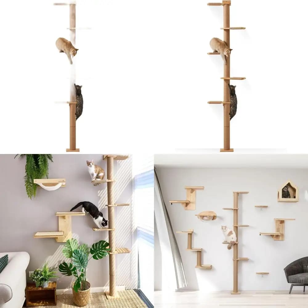 Albero per gatti a parete a 5 livelli con tiragraffi, ideale per arrampicata, giocare e graffiare