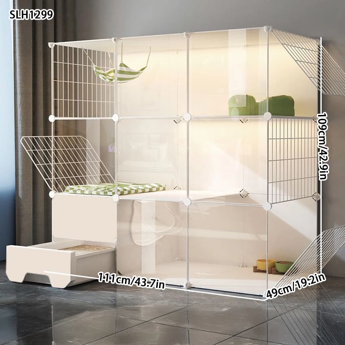 Lettiera per gatti da interno per uso domestico, villa per gatti integrata, batteria, toilette, ampio spazio libero
