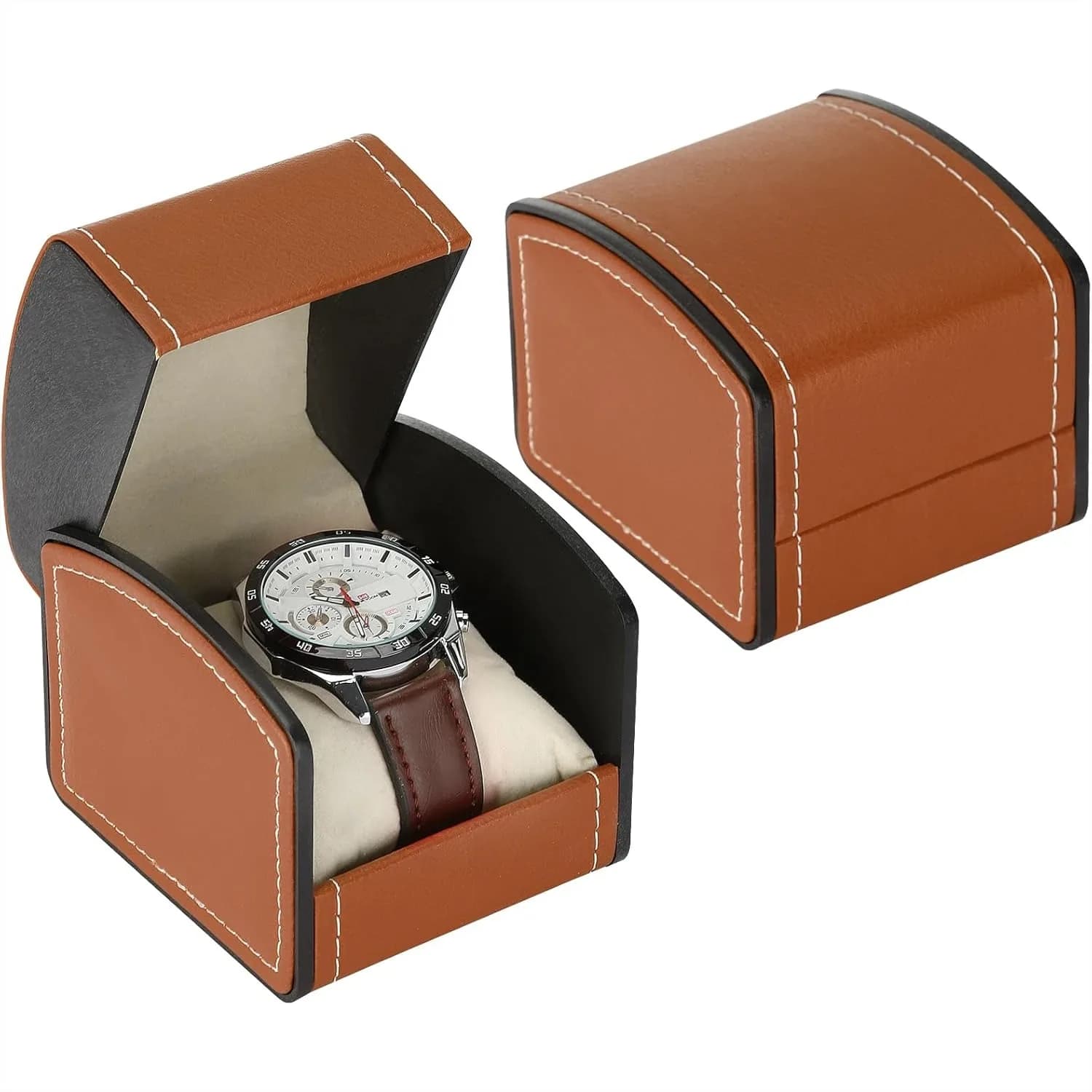 Scatola Regalo per Orologio Singolo con Cuscino Rimovibile, Custodia in Pelle PU per Orologi da Uomo e Donna, Espositore per Gioielli