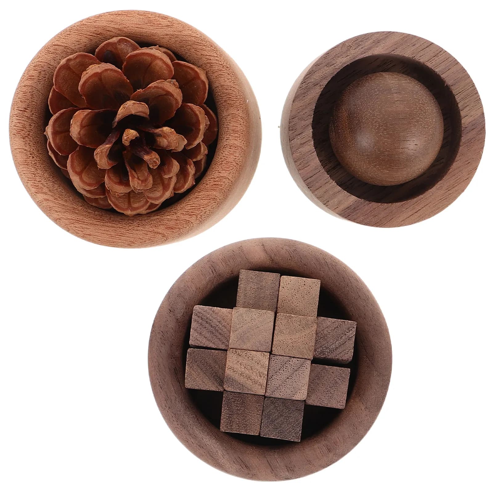 3Pcs Natural Wood Essential Oil Diffuser Set Minimalist Wood Block Scent Spreader for Bedroom Office Car Aromatherapy Freshener